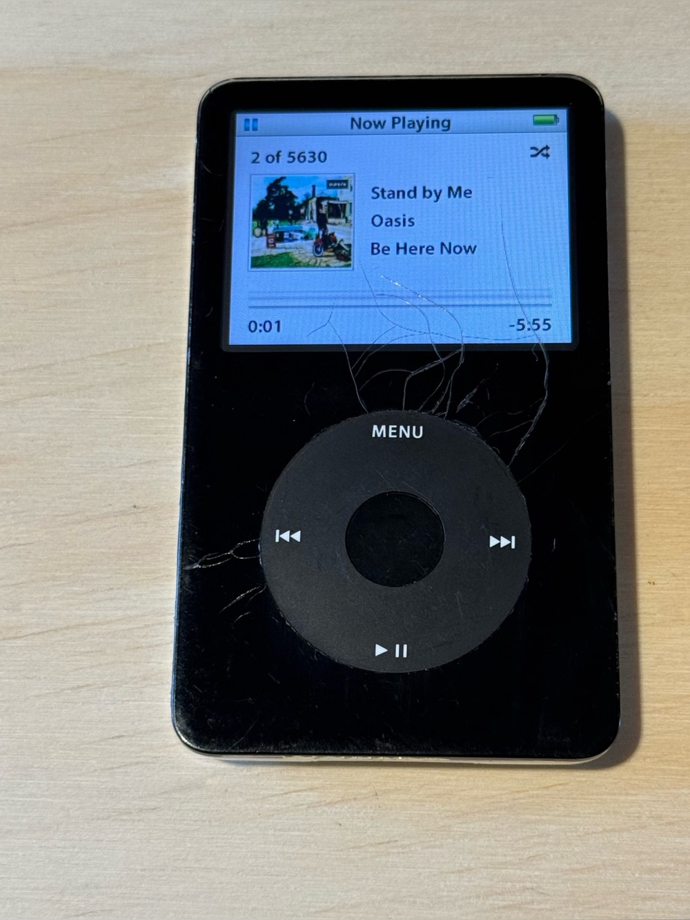 iPod Model:A1136 5thGen 30GB Black Tested Good w/5630-Songs-Charg Read Info Blw